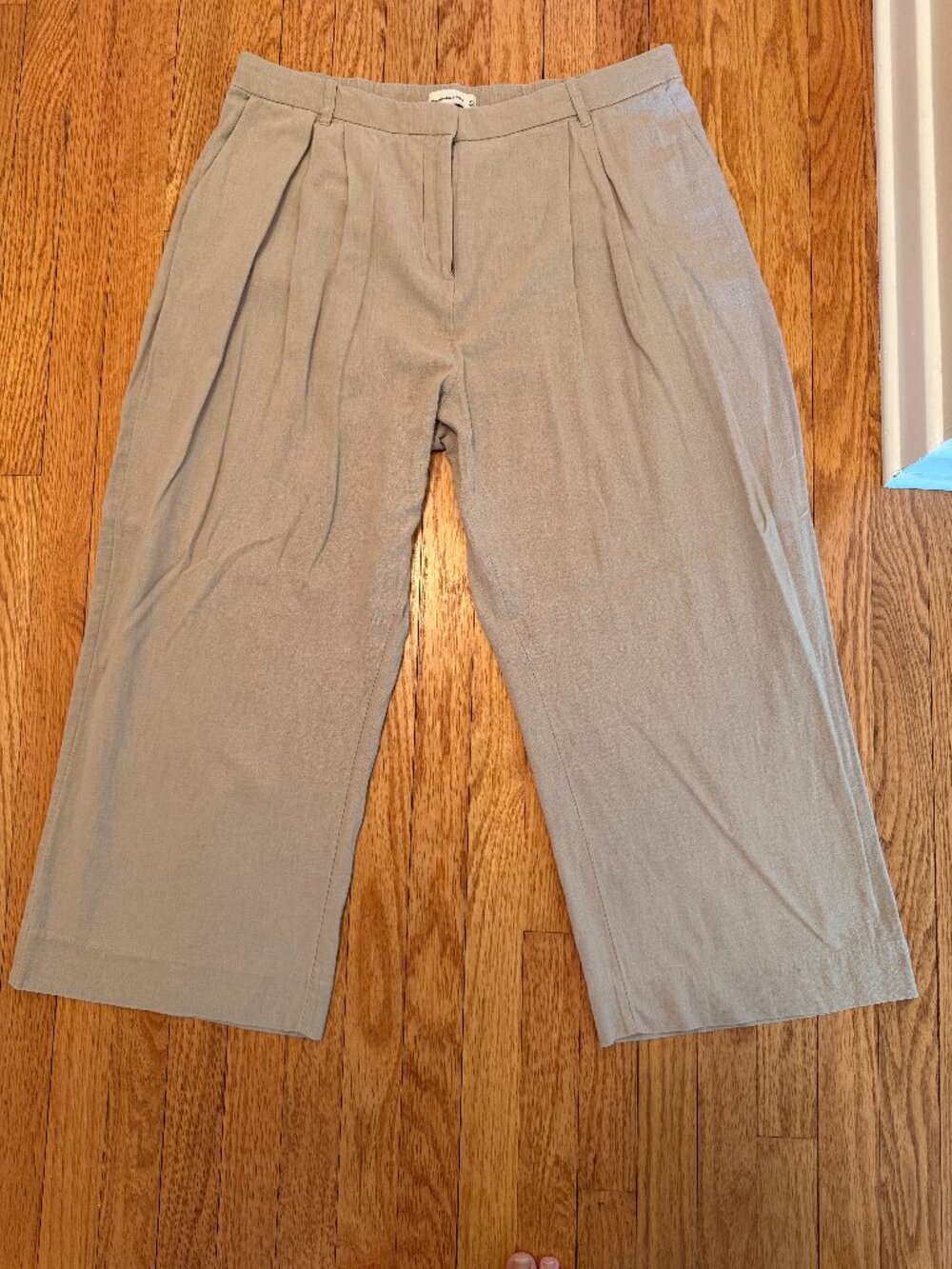 Linen-Blend Tailored Wide Leg Pant